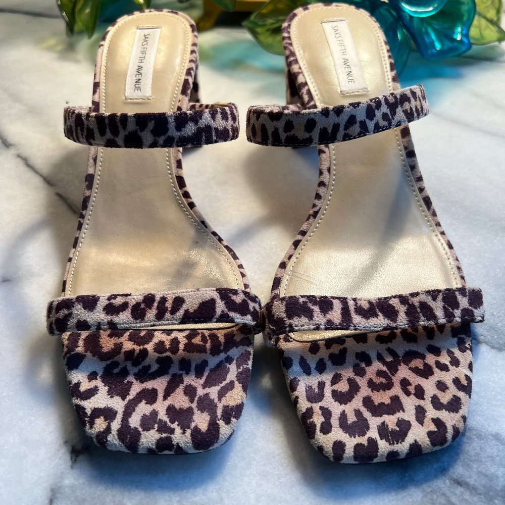 Saks Fifth Avenue Barrett Leopard Suede Block-Heel Sandals
